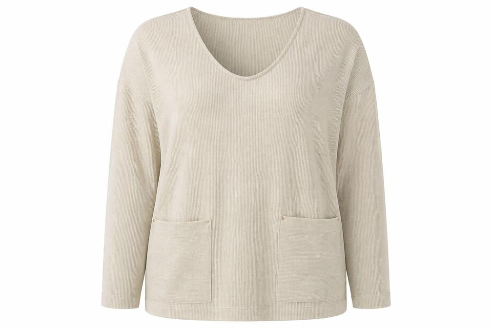 Front view of Next women’s beige knit jumper, size UK 18
