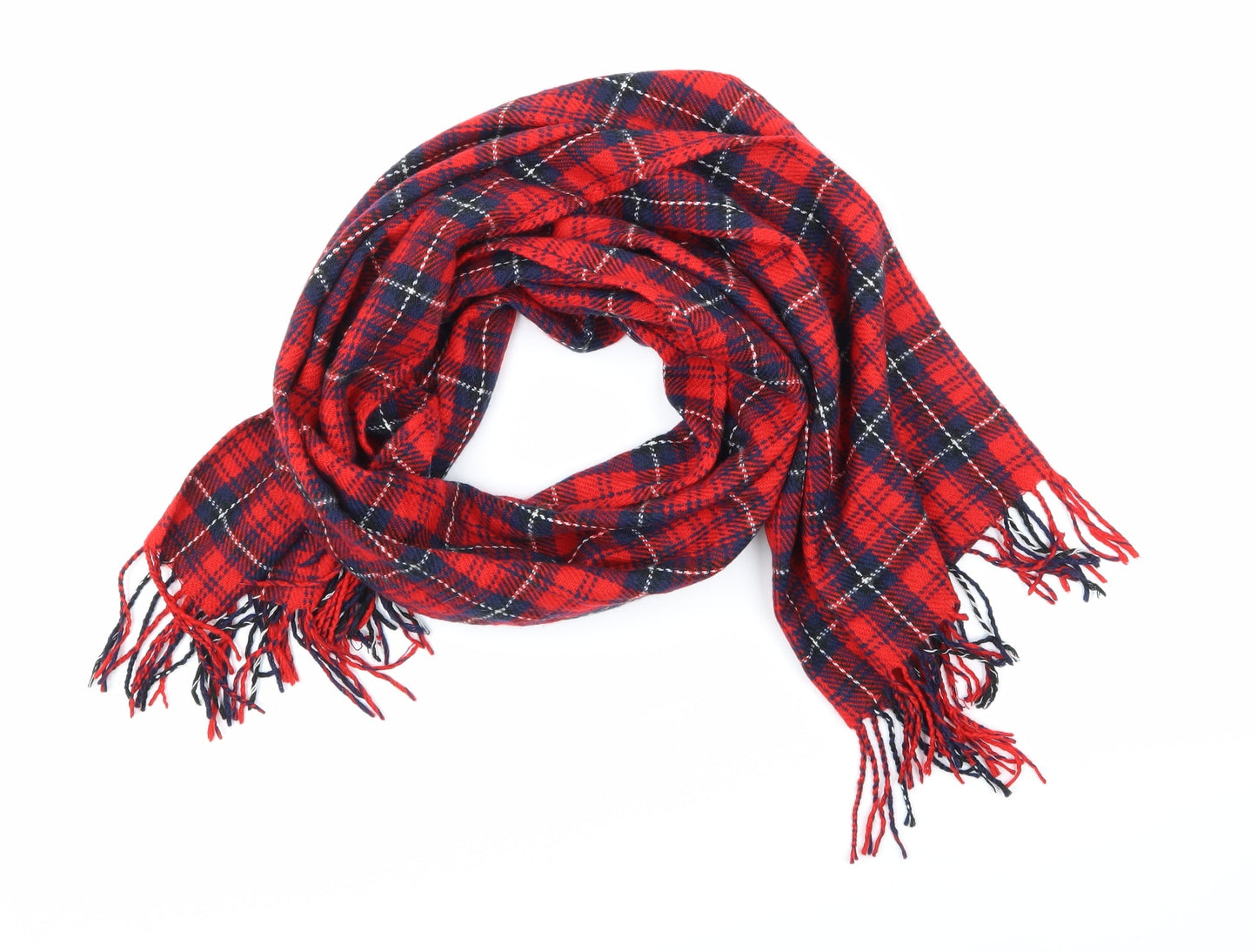 Preworn Womens Red Check   Scarf