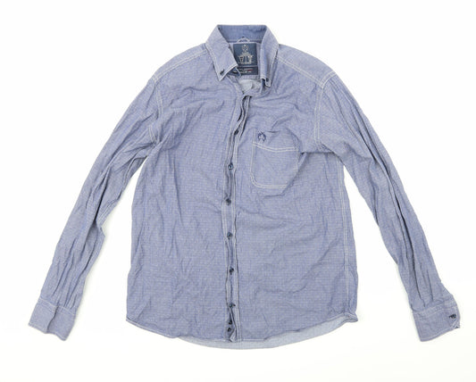 Additional front view of Claudio Campione men’s blue button-up, size M