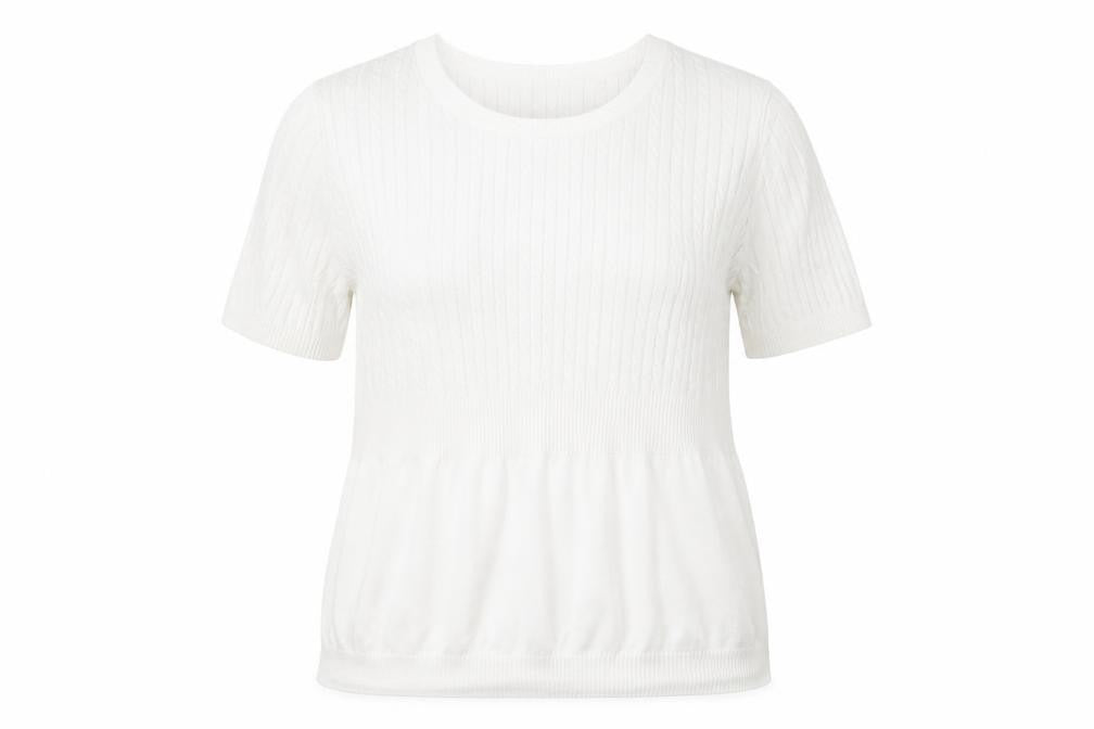 Front view of Kaleidoscope women’s white knit jumper, size UK 18