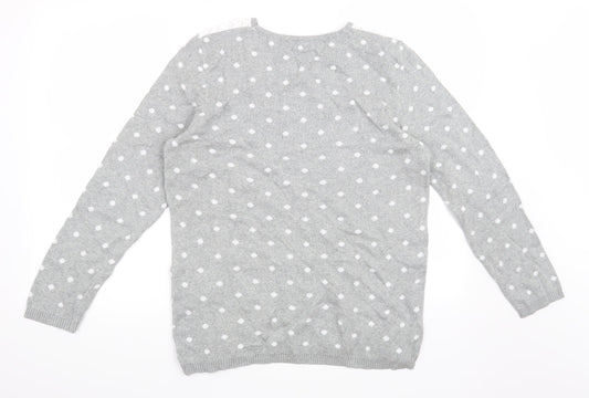 Damart Womens Grey Polka Dot  Pullover Jumper Size 14