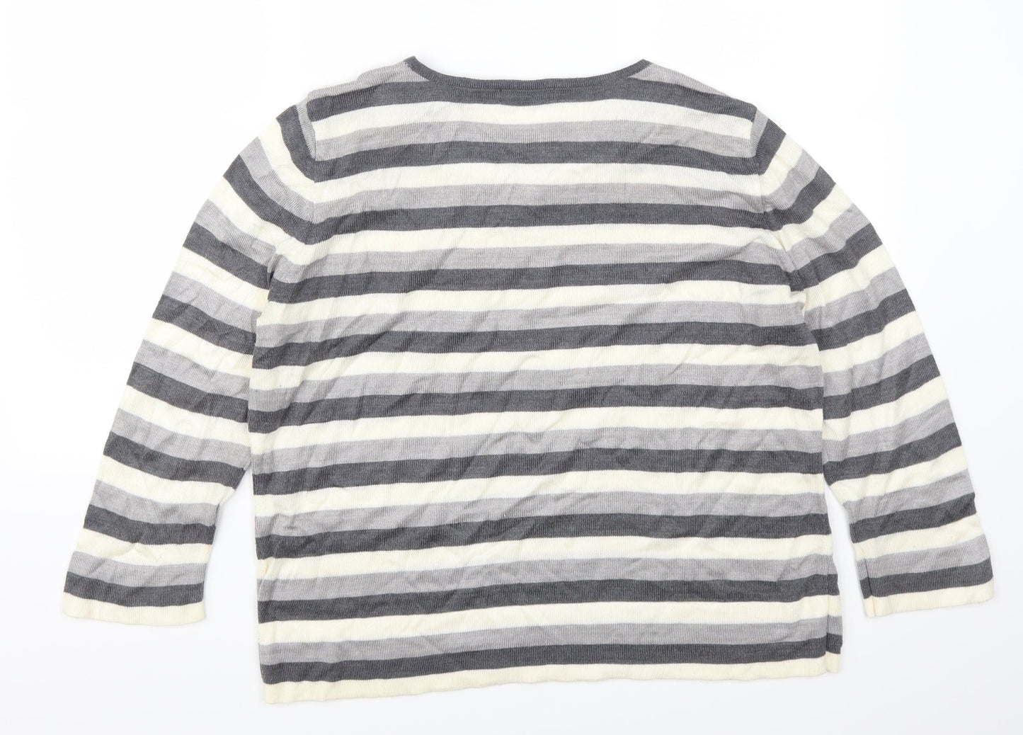 Bonmarché Womens Grey Striped  Pullover Jumper Size M