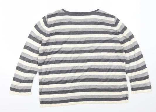 Bonmarché Womens Grey Striped  Pullover Jumper Size M