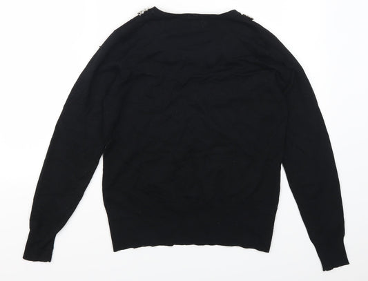 Mudflower Womens Black   Pullover Jumper Size S  - Beaded Collar