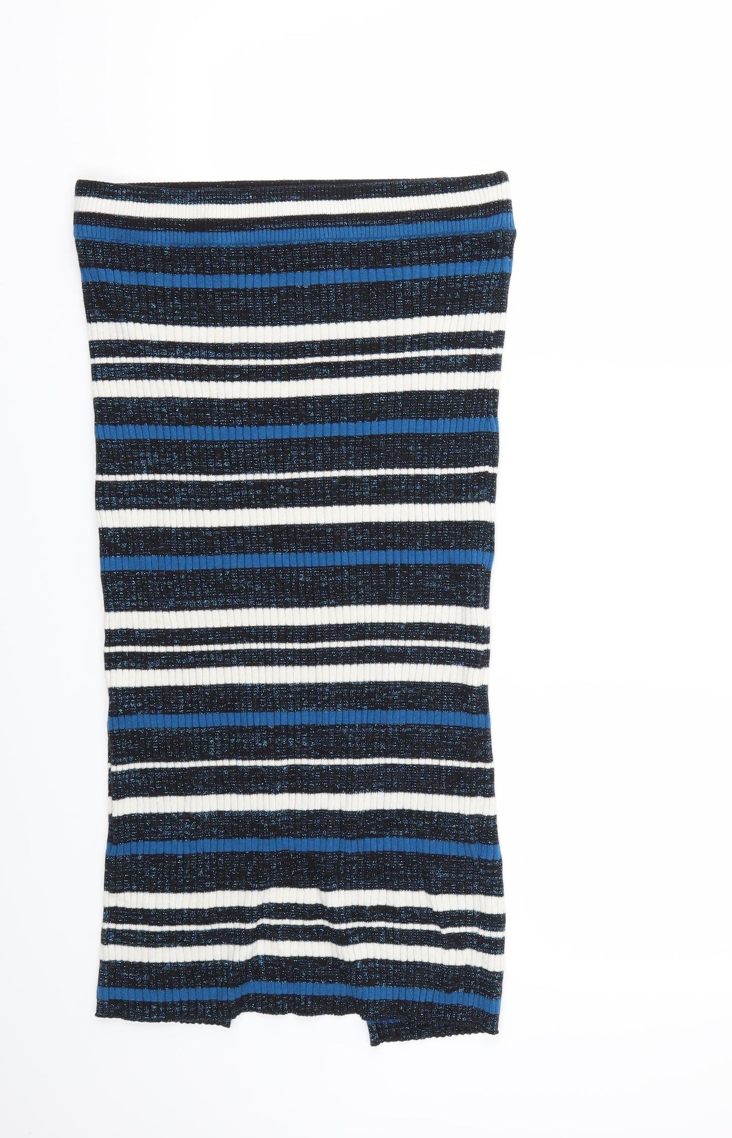 Preworn Womens Blue Striped  Straight & Pencil Skirt Size 30 in