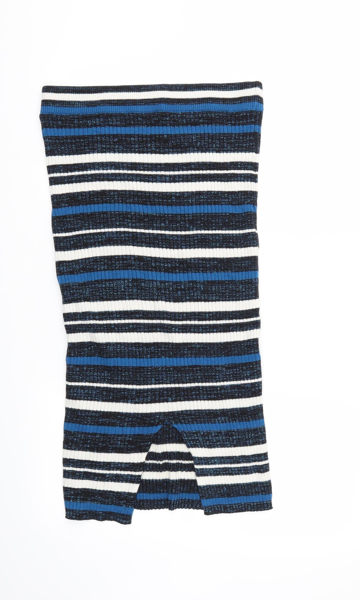Preworn Womens Blue Striped  Straight & Pencil Skirt Size 30 in