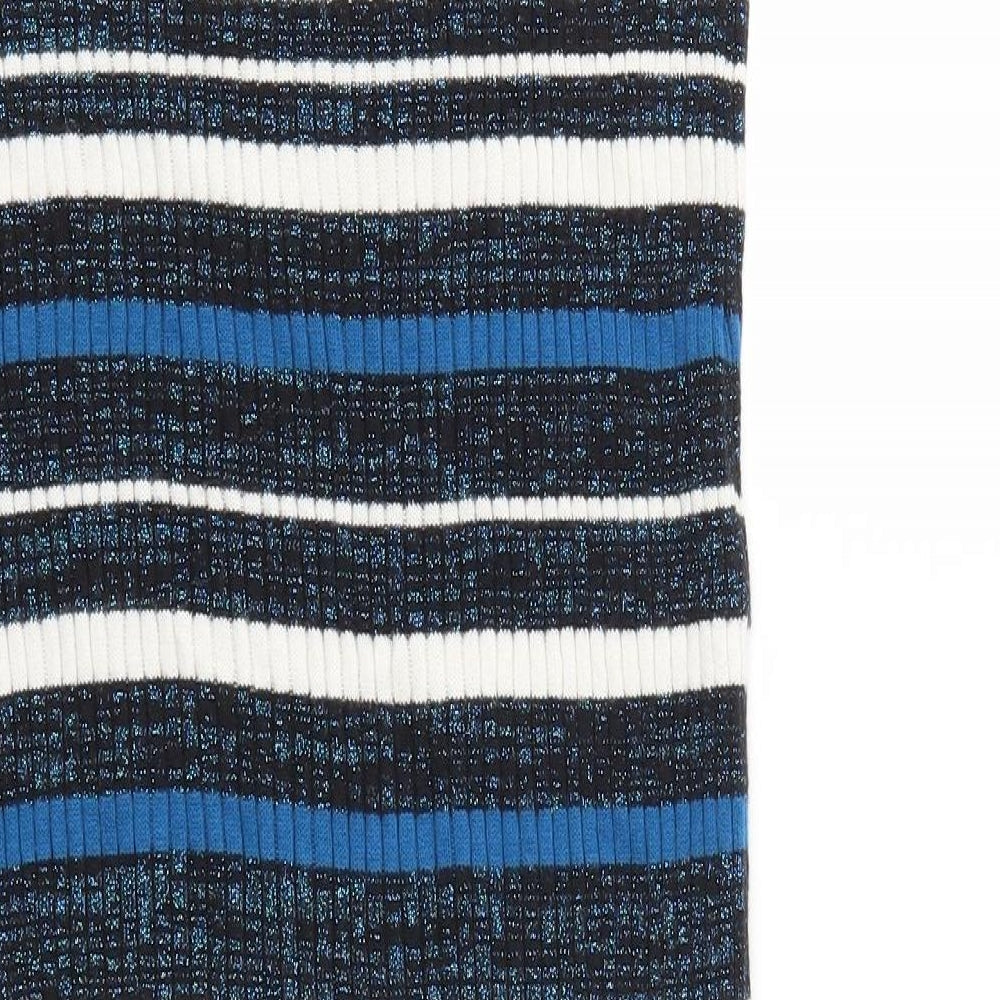 Preworn Womens Blue Striped  Straight & Pencil Skirt Size 30 in