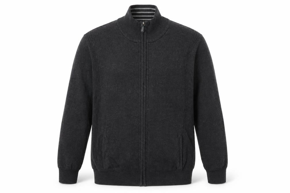 Front view of Atlantic Bay men’s grey pullover sweatshirt, size M