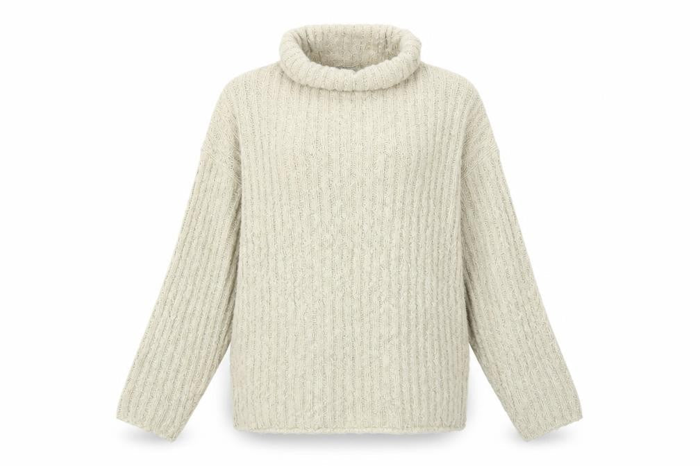 Front view of rohina women’s beige knit jumper, size S