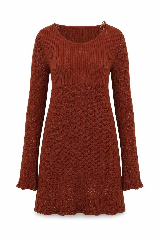 Front view of Marks & Spencer women’s brown knit jumper, size UK 12