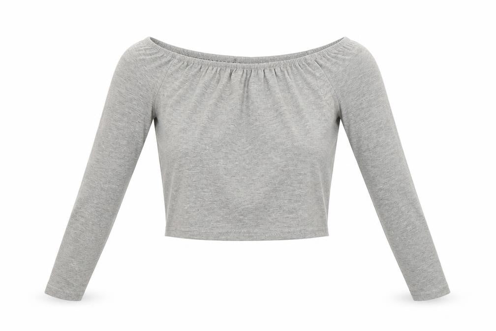 Front view of Boohoo women’s grey basic t-shirt, size UK 10