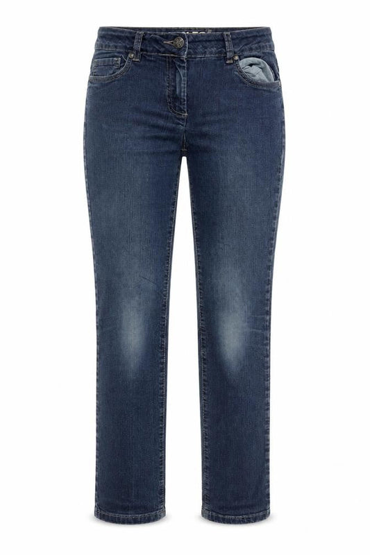Front view of Debenhams women’s blue denim skinny jeans, size UK 10, 31-inch leg