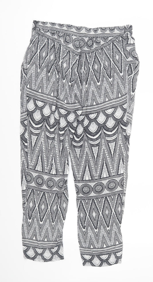 H&M Womens Blue Geometric  Trousers  Size 36 in L27 in