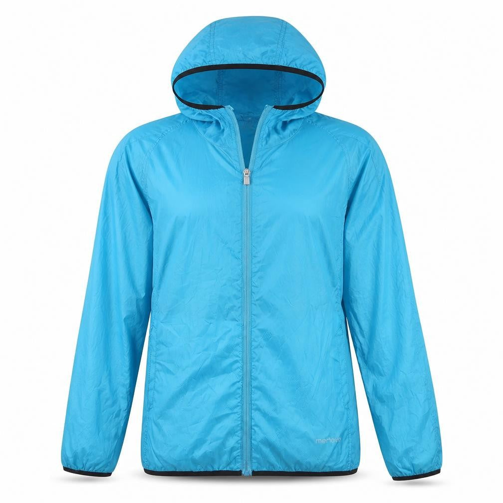 Front view of MeMove women’s blue anorak jacket, size M