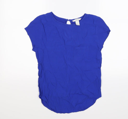 H&M Womens Blue  Chiffon Tunic T-Shirt Size 6