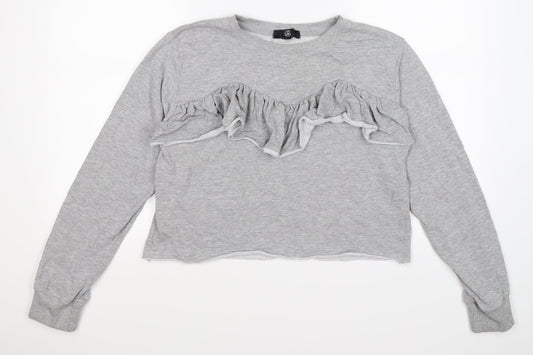 Missguided Womens Grey   Pullover Sweatshirt Size 10  - CROPPED