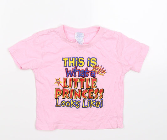 JHK Girls Pink   Basic T-Shirt Size 2 Years  - princess looks like