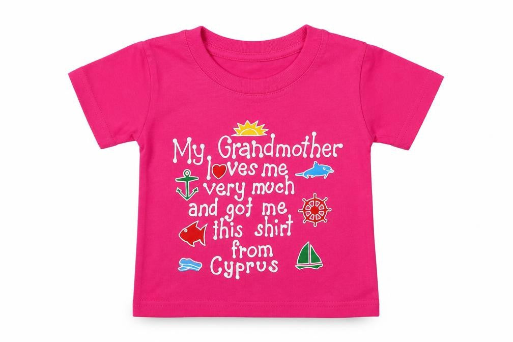Front view of Preworn girls’ pink basic t-shirt, size 2, years - grandmother cyprus