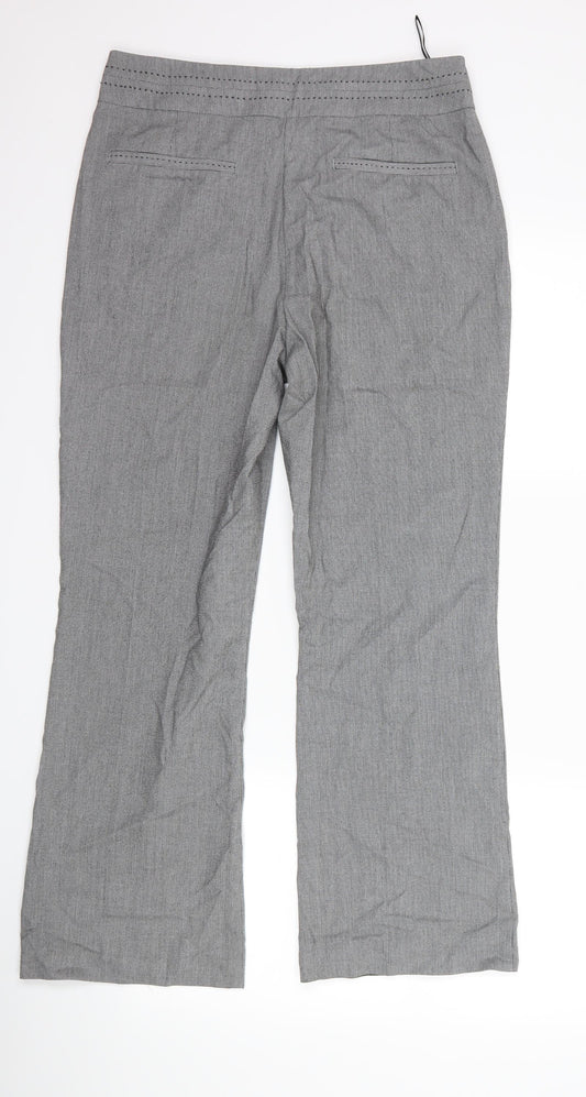 Per Una Womens Grey Geometric  Trousers  Size 10 L27 in