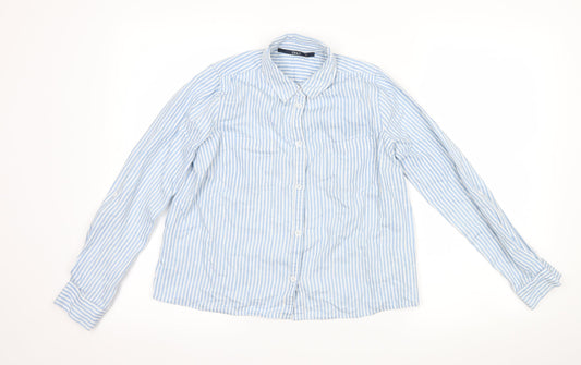 Only Womens Blue Striped  Basic Button-Up Size 6