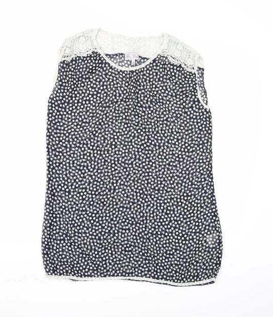 Be Beau Womens Black Polka Dot  Basic Blouse Size 12