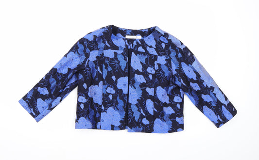 La Redoute Womens Blue Floral  Overcoat Coat Size 8