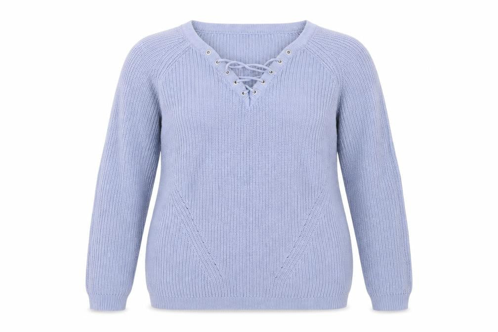 Front view of Select women’s blue knit jumper, size UK 12