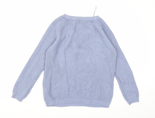 Select Womens Blue  Knit Pullover Jumper Size 12