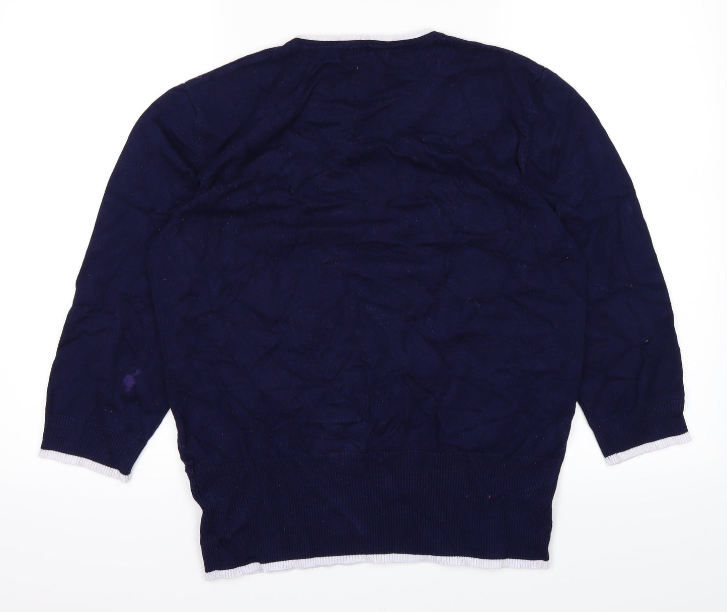 Mudflower Womens Blue Polka Dot  Pullover Jumper Size L