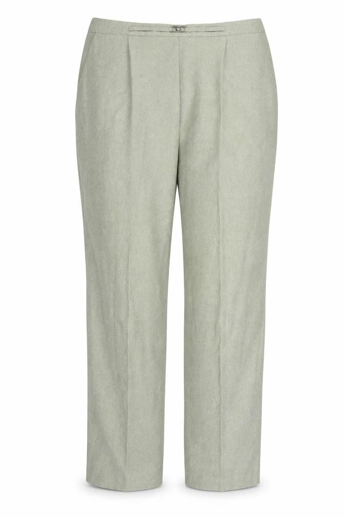 Front view of Classics women’s green dress pants trousers, size UK 18, 30-inch leg