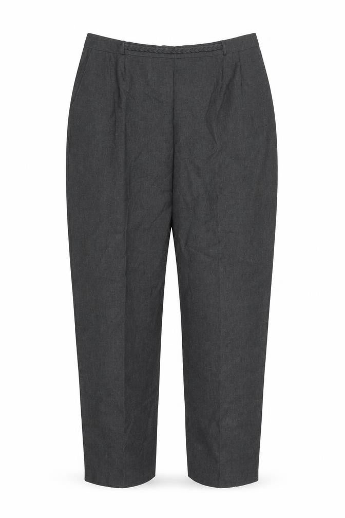 Front view of Sarah Hamilton women’s grey dress pants trousers, size UK 20, 27-inch leg
