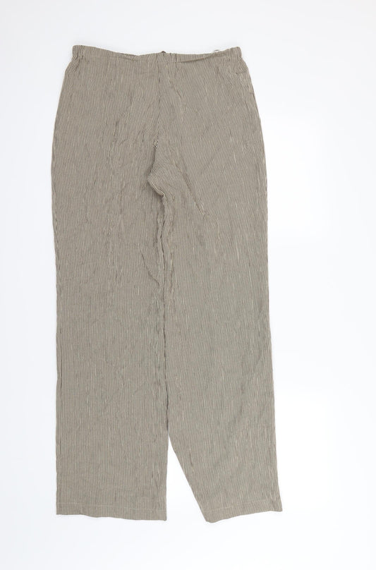 M&S  Womens Beige Striped  Dress Pants Trousers Size 8 L28 in