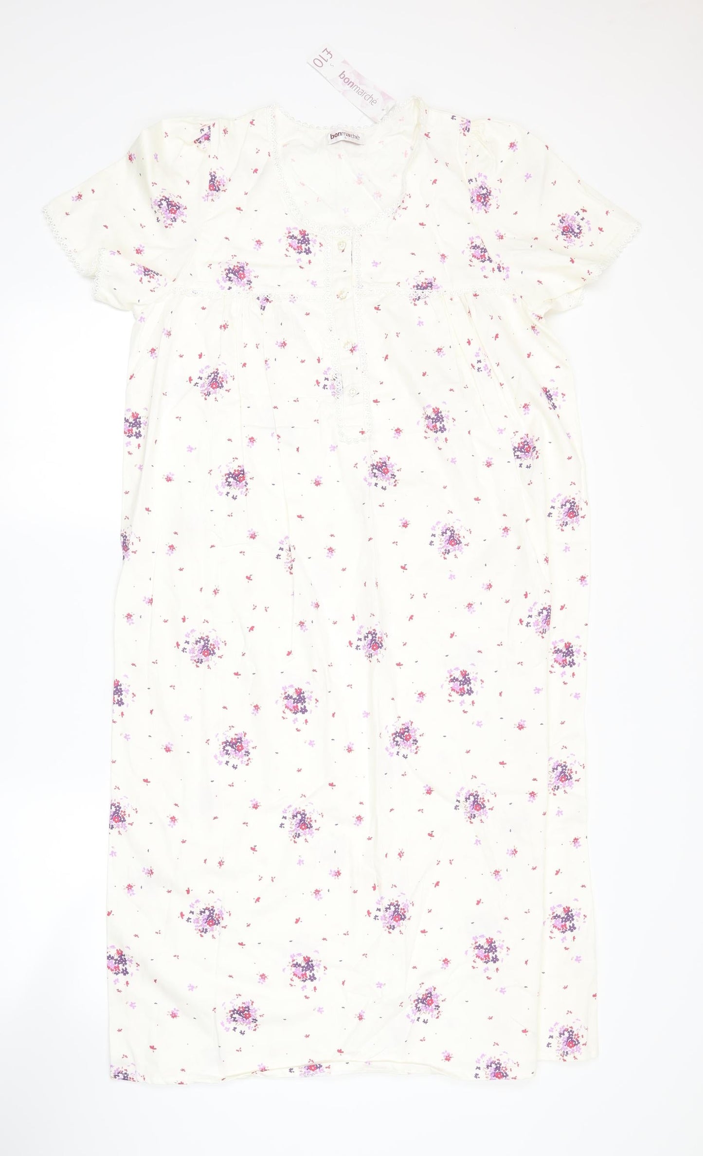 Bonmarché Womens White Floral  A-Line  Size S