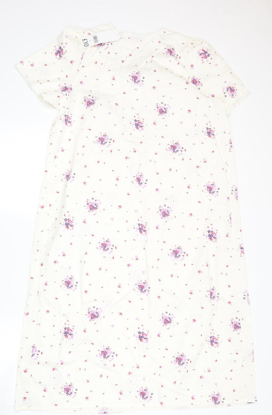 Bonmarché Womens White Floral  A-Line  Size S