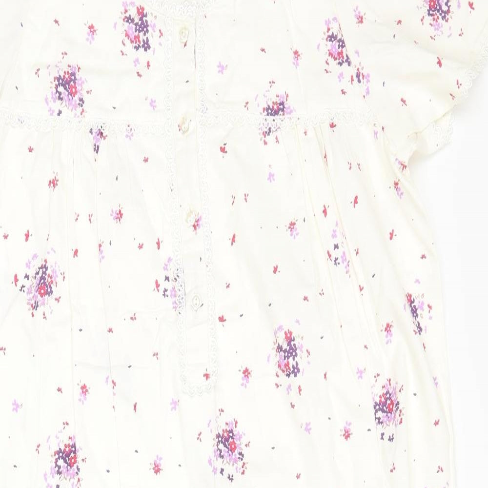 Bonmarché Womens White Floral  A-Line  Size S