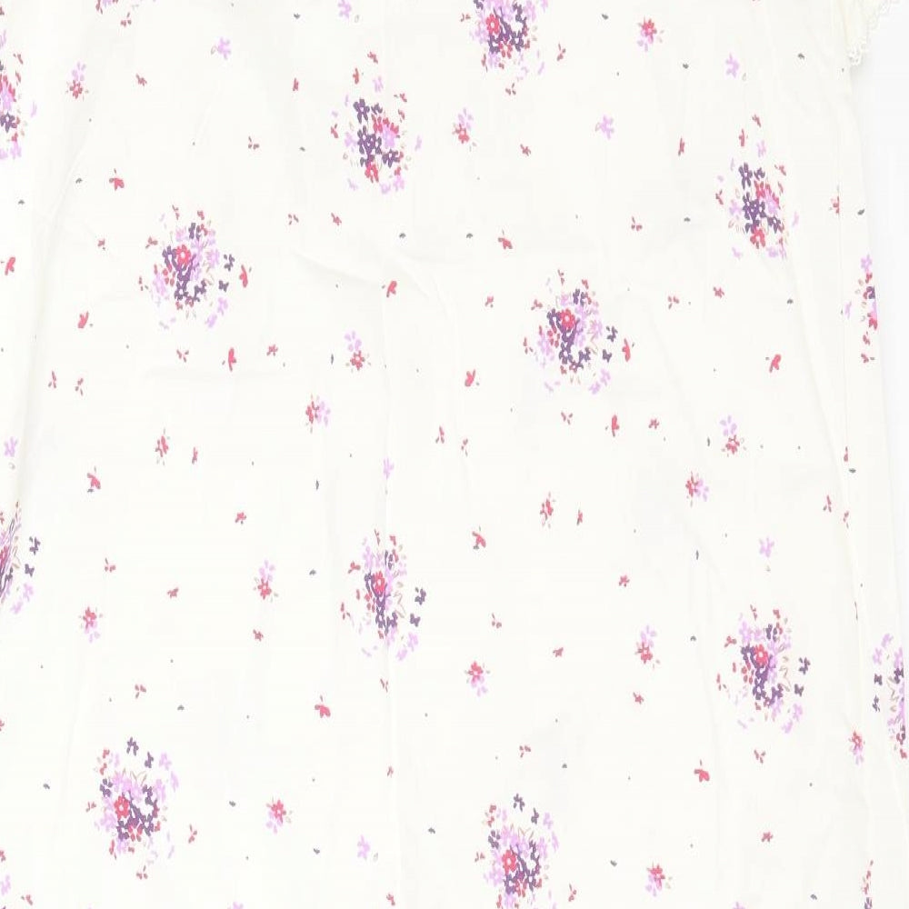 Bonmarché Womens White Floral  A-Line  Size S