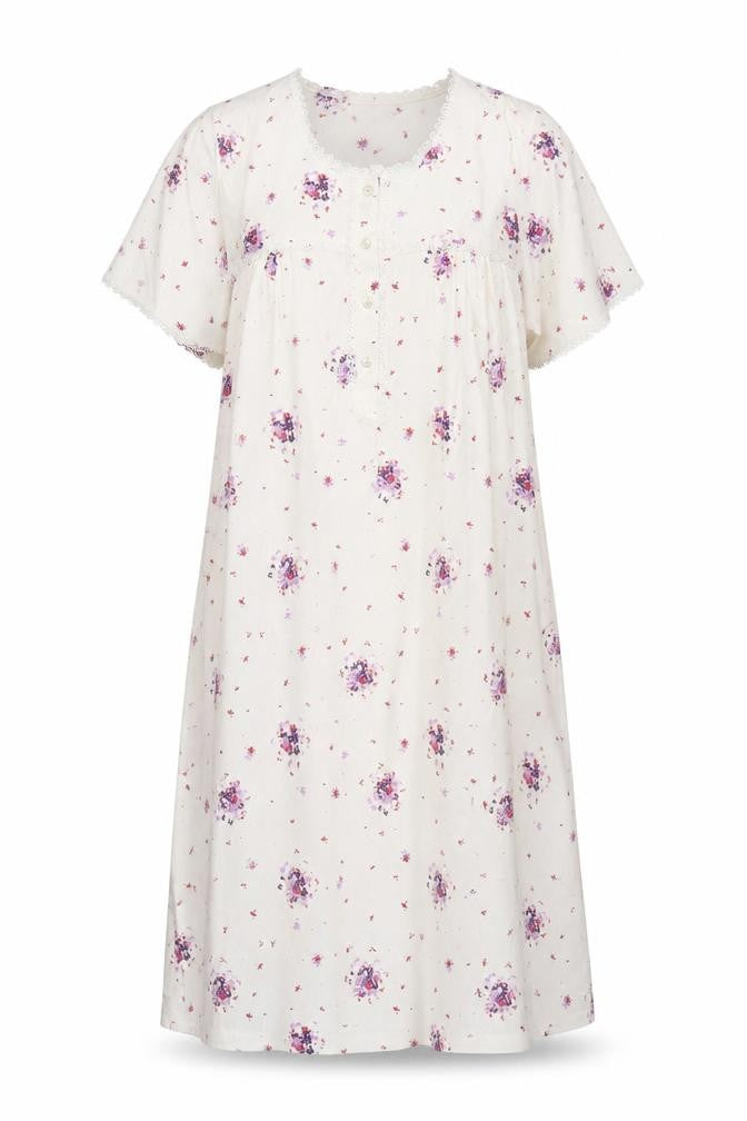 Front view of Bonmarché women’s white floral a-line, size S