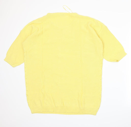 Damart Womens Yellow  Knit Pullover Jumper Size 16