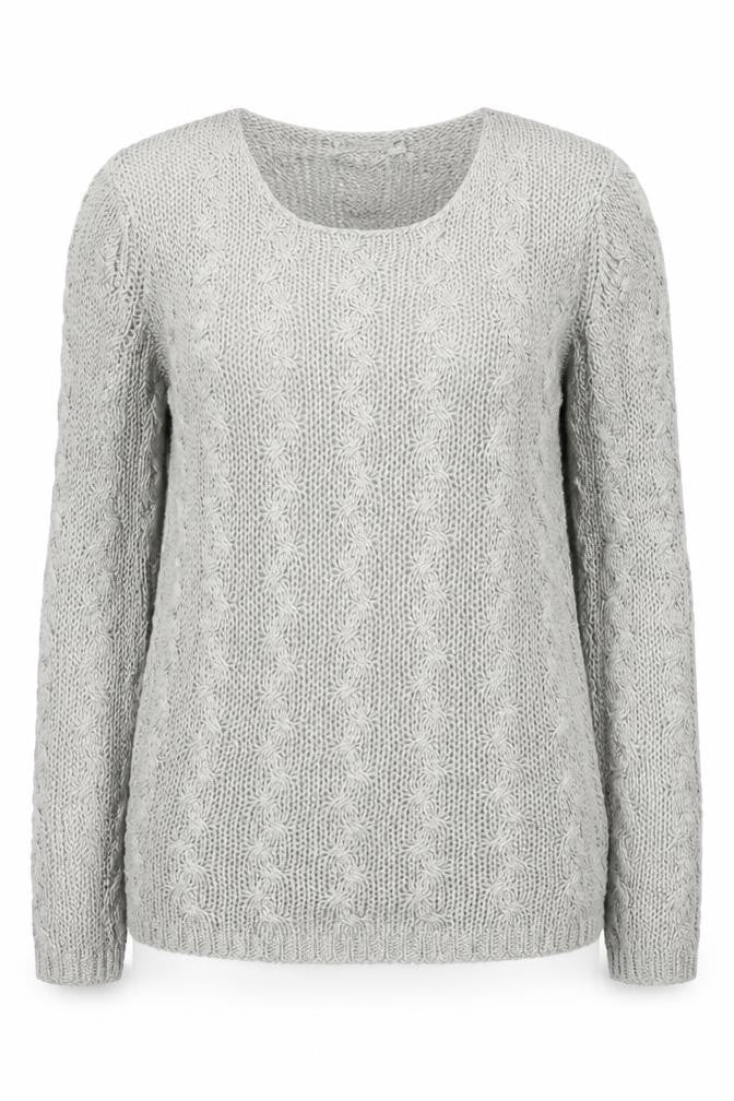 Front view of EA women’s grey knit jumper, size S