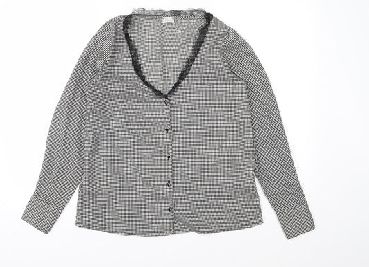Pimkie Womens Black Houndstooth  Basic Blouse Size S