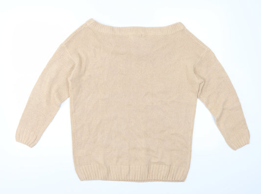 Studio Womens Beige  Knit Pullover Jumper Size 12