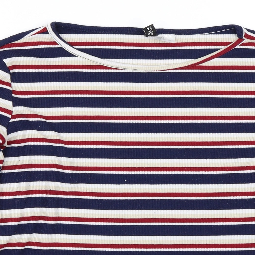 H&M Womens Blue Striped  Pullover Jumper Size L