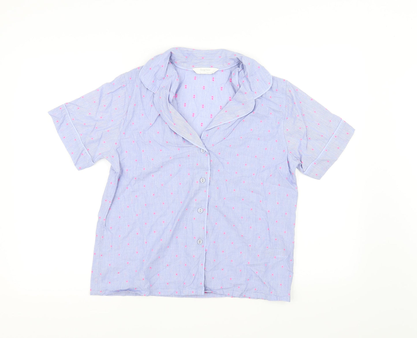 Marks and Spencer Womens Blue Polka Dot  Top Pyjama Top Size 8