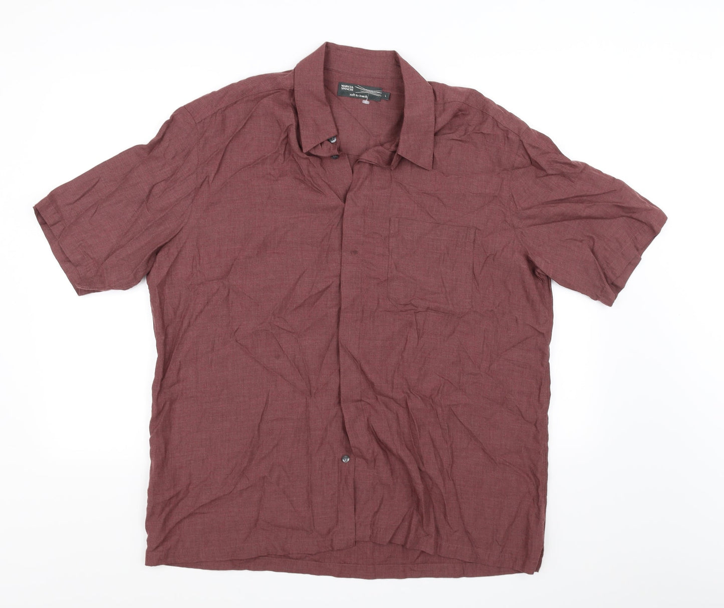 Marks and Spencer Mens Red    Button-Up Size L