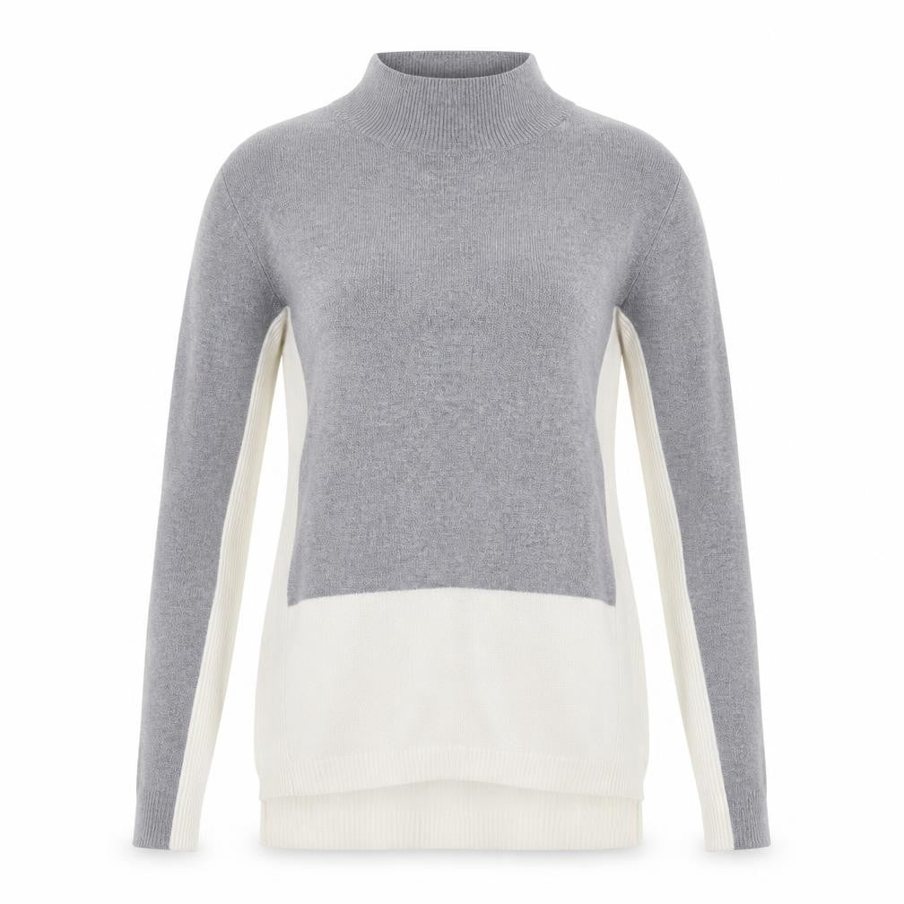 Front view of Papaya women’s grey knit jumper, size UK 12
