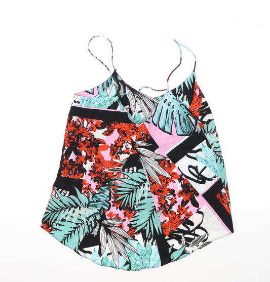 Lispy Womens Blue Floral  Basic Tank Size 10