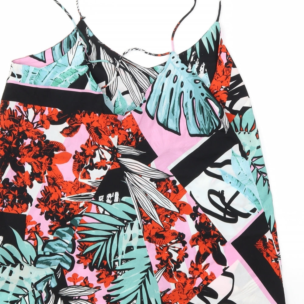 Lispy Womens Blue Floral  Basic Tank Size 10