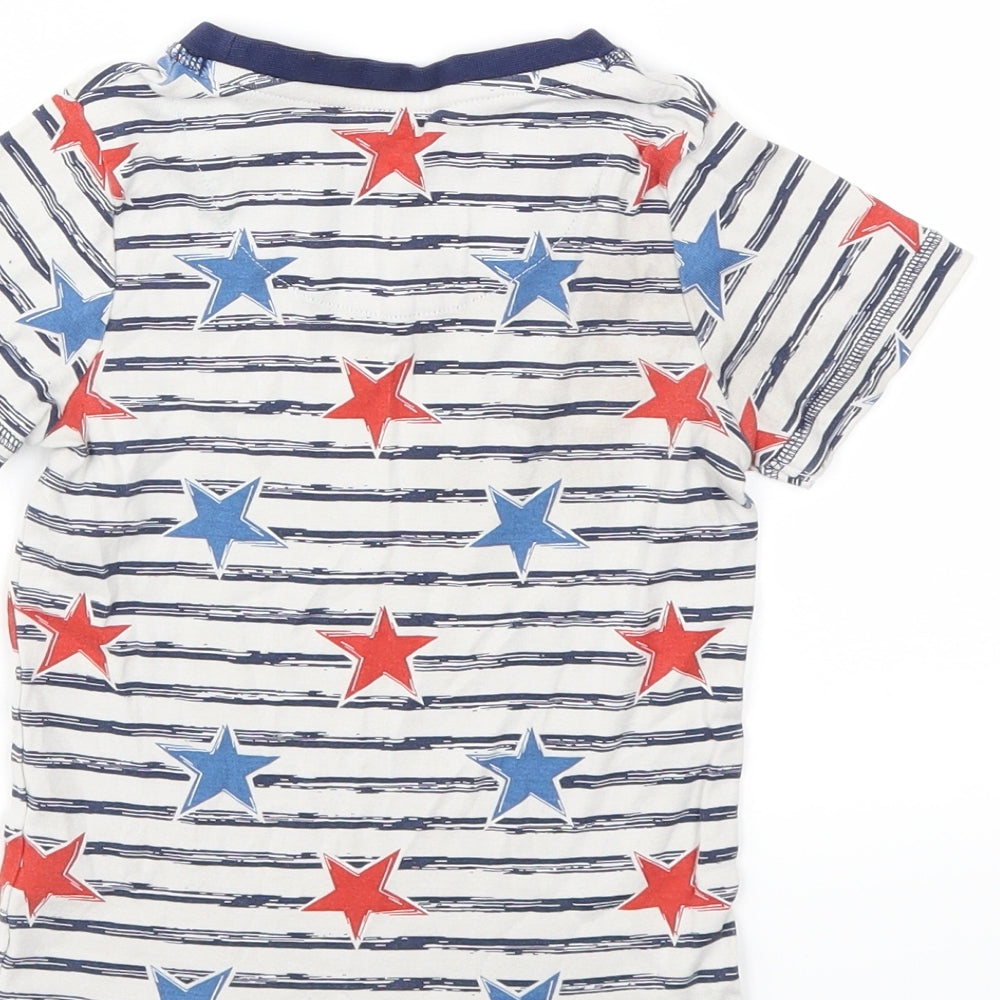 TU Girls White Striped  Basic T-Shirt Size 5-6 Years