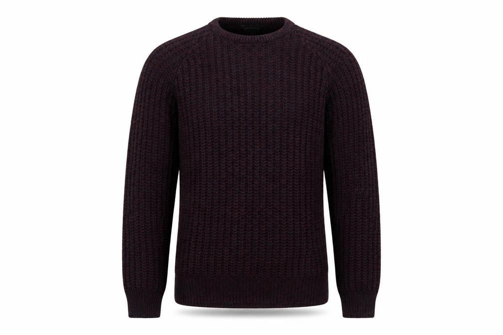 Front view of Cedarwood State men’s red knit jumper, size M