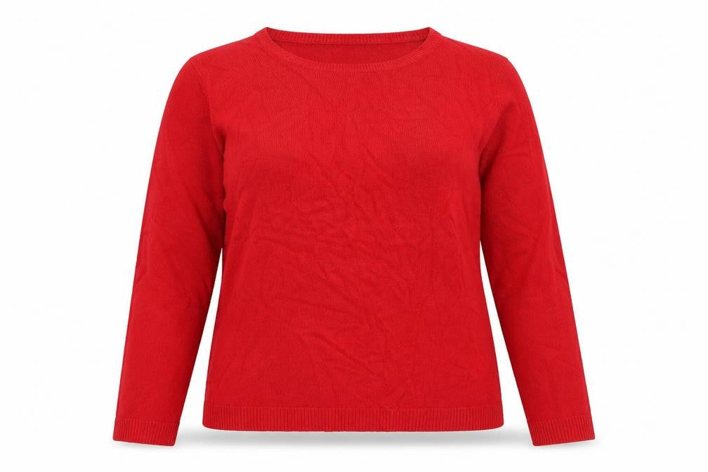 Front view of Pure & Natural women’s red jumper, size UK 14